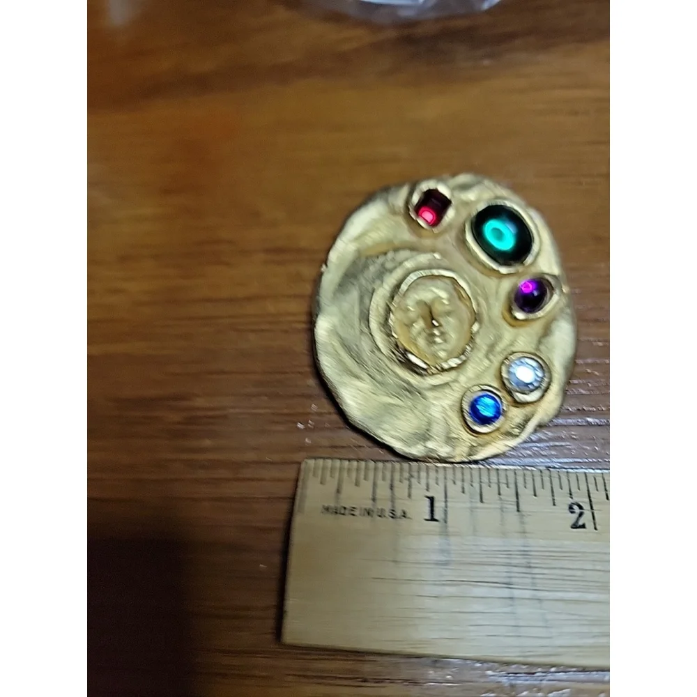 Vintage‎ MCM Cosmo Panorama Hidden Face Rhinestone Cabochon Brooch Atomic